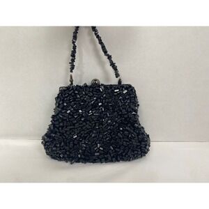 Inge Christopher Beaded Clutch Womens Small Black Stone Evening Handbag‎ Prom